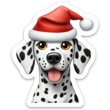 Dalmatian wearing a santa hat sticker