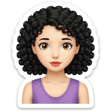 girl In Sleeveless, black hair, curley. sticker