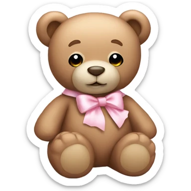 Teddy bear with light pink bow  sticker