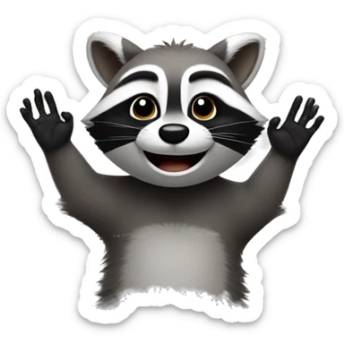 raccoon with 2 raised hands like from the song pedro sticker