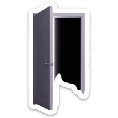 door ajar in a pitch black room with a powerful, focused white light shaft and intense glow blasting through the opening, high contrast sticker
