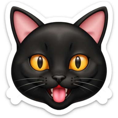 A real black cat with its tongue out sticker