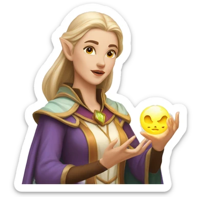 D&D Caucasian female noble wizard elf casting a spell  sticker