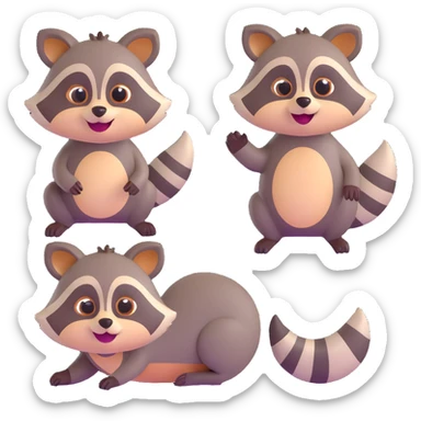 A set of emotions featuring a painted raccoon sticker