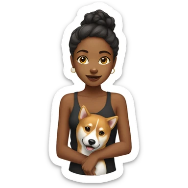 Black girl with Shiba Inu  sticker