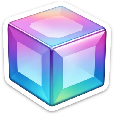 Iridescent foil cube sticker