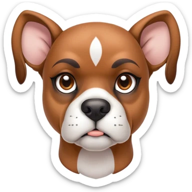 Cinematic Noble Fawn Boxer Portrait Emoji, Poised and regal, with a strong, muscular build and a sleek, well-groomed fawn coat accented by a white muzzle and chest, deep-set soulful brown eyes, Simplified yet sharp and sophisticated features, highly detailed, glowing with a soft, dignified glow, high shine, intelligent and loyal, stylized with an air of strength, focused and attentive, soft glowing outline, capturing the essence of a watchful and confident guardian, so majestic it feels as though it could step out of the screen with effortless authority! sticker