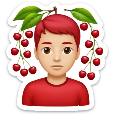 Abundance of cherries poured on head sticker