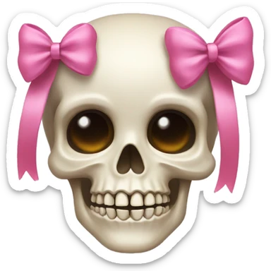 Skull with a pink bow and bangs sticker