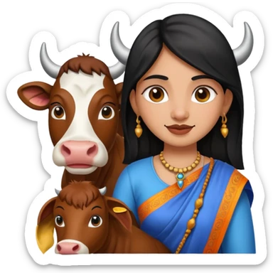 Indian girl with cow sticker