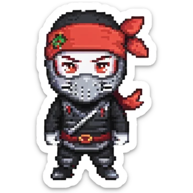 Masked ninja, red headband sticker