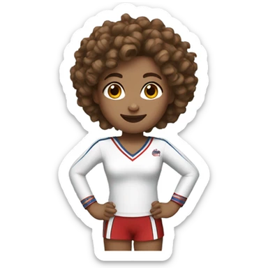 cheerleading with brown curly hair and fair skin sticker