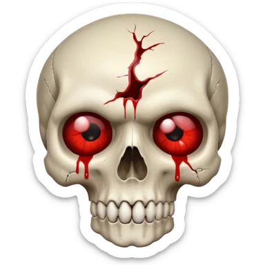 Skull with blood in eyes sticker