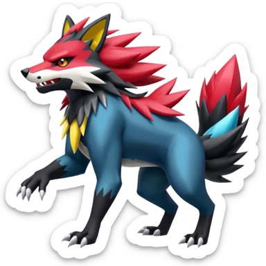 Shiny cool Zeraora-Zoroark-Obstagoon-fusion sticker