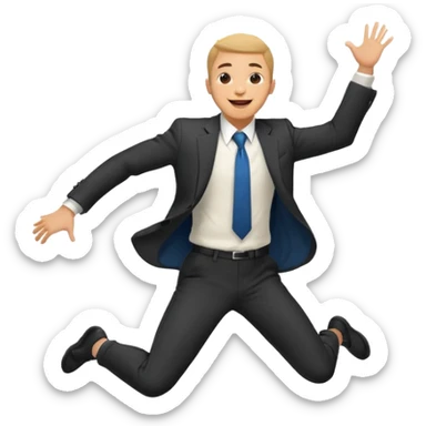 a man in a formal suit jumps with joy sticker