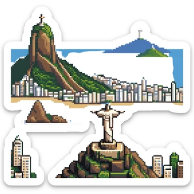 Christ the Redeemer statue in Rio de Janeiro with Rio cityscape in background sticker