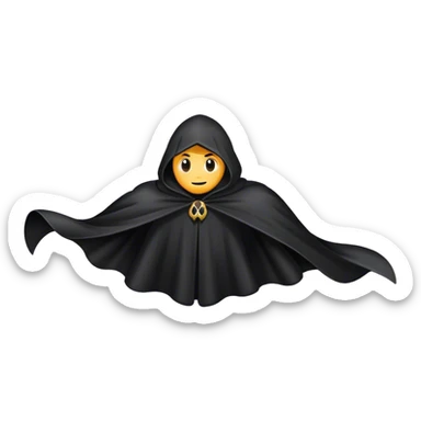 A black cloak floating in the air, without a person sticker