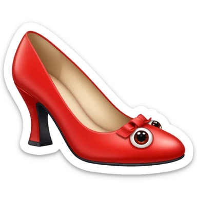 🙂 make like this emoji had big eyes 👀 and eye leads and big red shiny lips 👄 and showing a shoe sticker