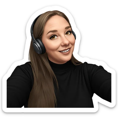 smiling girl in headphones sticker