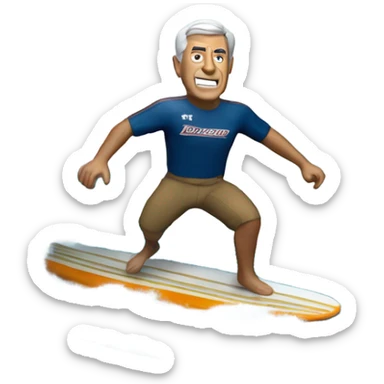 Frank Beamer riding a surfboard in a hurricane sticker
