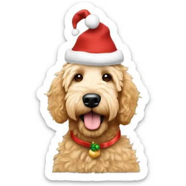 Golden doodle whith christmas hat sticker
