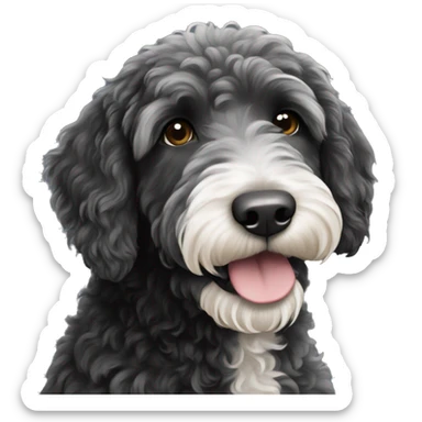 Black labradoodle with white just on chin sticker