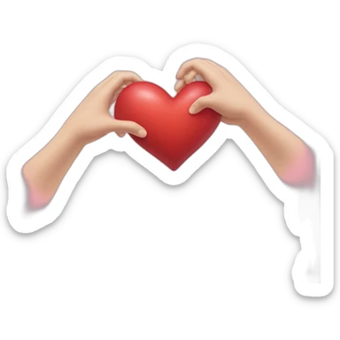 double kawai heart with two hands sticker