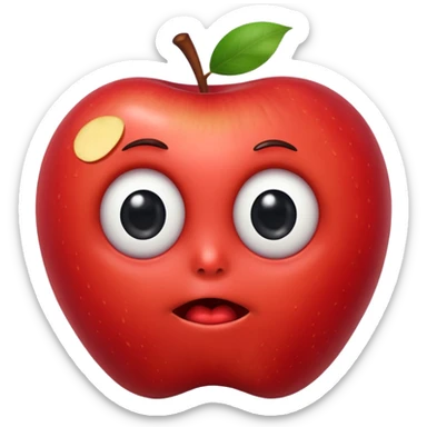 An apple emoji style: nervous googly eye sticker