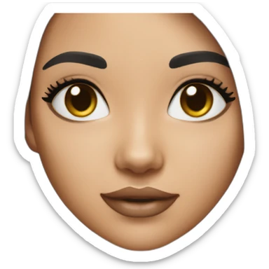 Girl with light skin tone black straight hair cat eye mold on right cheek sticker