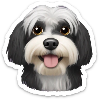 black havanese dog wearing a ski mask sticker