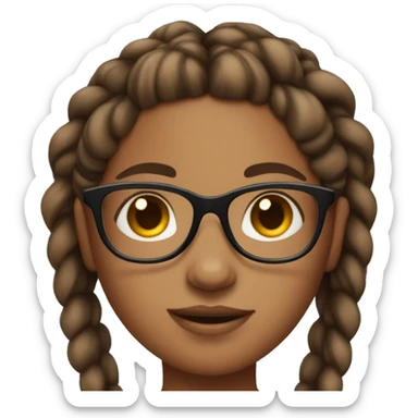 Cute brown skin girl with braids and clear glasses  sticker