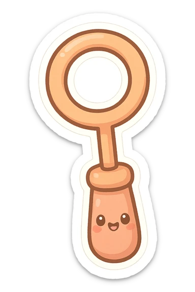 chibi sticker-style bubble wand with a smiling face, cute and exaggerated sticker