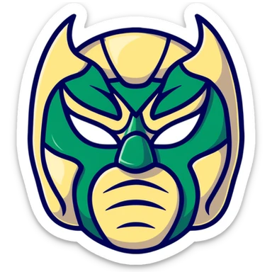 forest green, cream, and Carolina blue luchador mask sticker