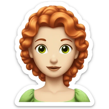 Princess with red hair and green eyes sticker