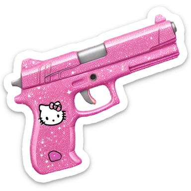 Pink sparkly, hello Kitty gun sticker