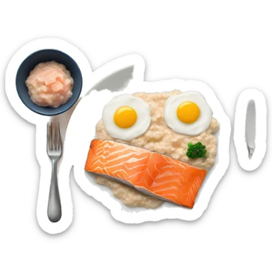 Breakfast plate salmon with porridge  sticker