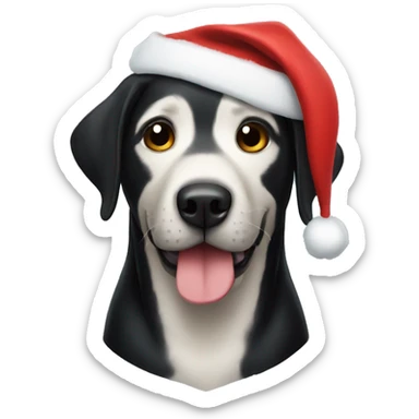 Black lab wearing a Santa hat  sticker