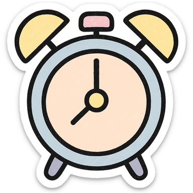 Make the light blue alarm clock more preppy and pastel with soft pastel colors and a trendy, cheerful vibe. Keep the background transparent. sticker