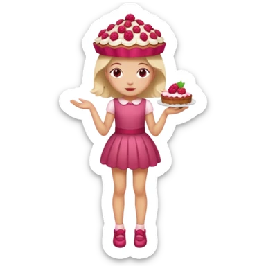 Raspberry torte human full body and legs girl with a raspberry barrette on her head sticker
