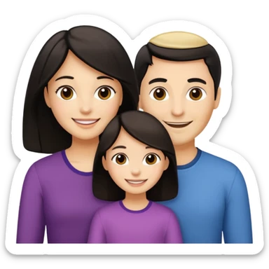 Familia : Hombre pelo oscuro, Mujer pelo oscuro, hija mayor pelo mono , hija menor pelo oscuro. sticker