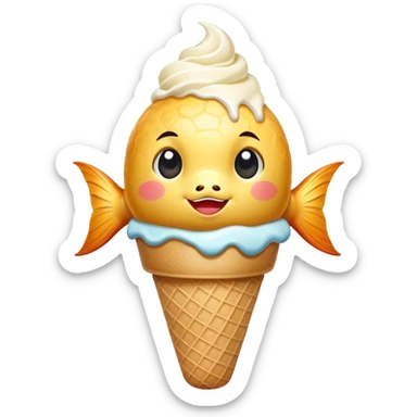 asian fish ice cream sticker