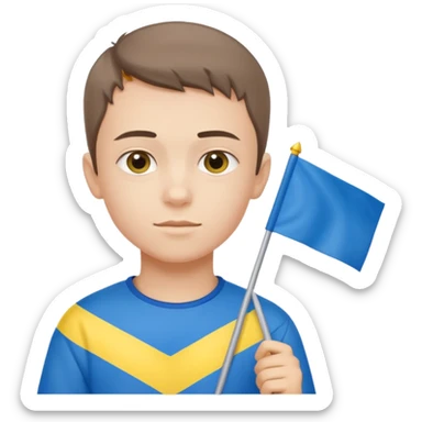The Ukrainian boy with flag sticker