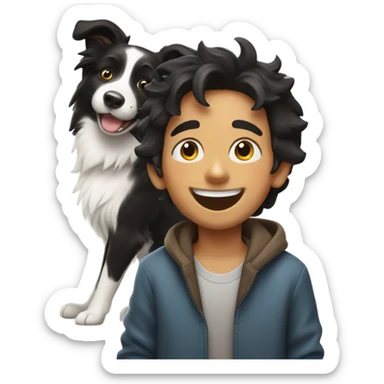 happy boy with  a Border Collie. sticker