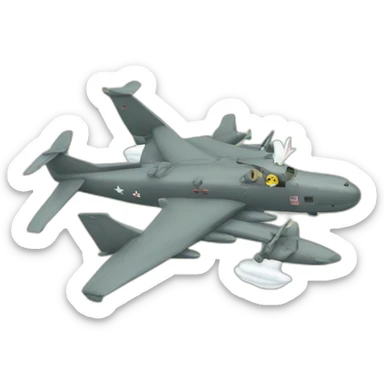 an army plane with bunny ears on it sticker