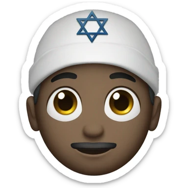 A Black Jew in a white kippah with star of David sticker
