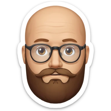 Homme chauve barbe et lunettes  sticker