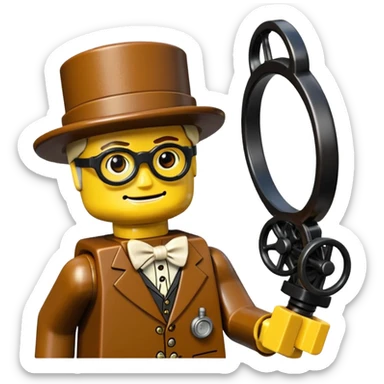 Steampunk Inventor yellow lego toy sticker
