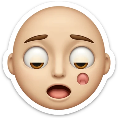 Face with one eye closed and the other eye looking up and the mouth is open  sticker