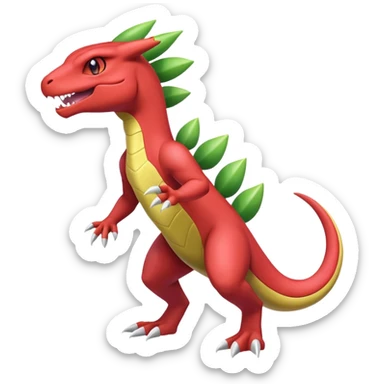 Shiny Aural Charmeleon-Inteleon-Sceptile-Greninja-Fakémon-fusion (full body) sticker