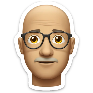 bald man with glasses indoors frowning sticker